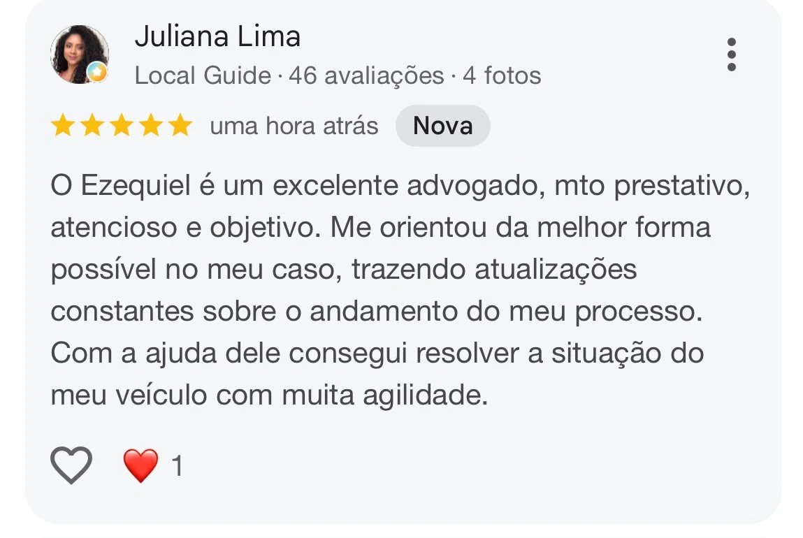 Avaliação pública de Juliana Lima no Google