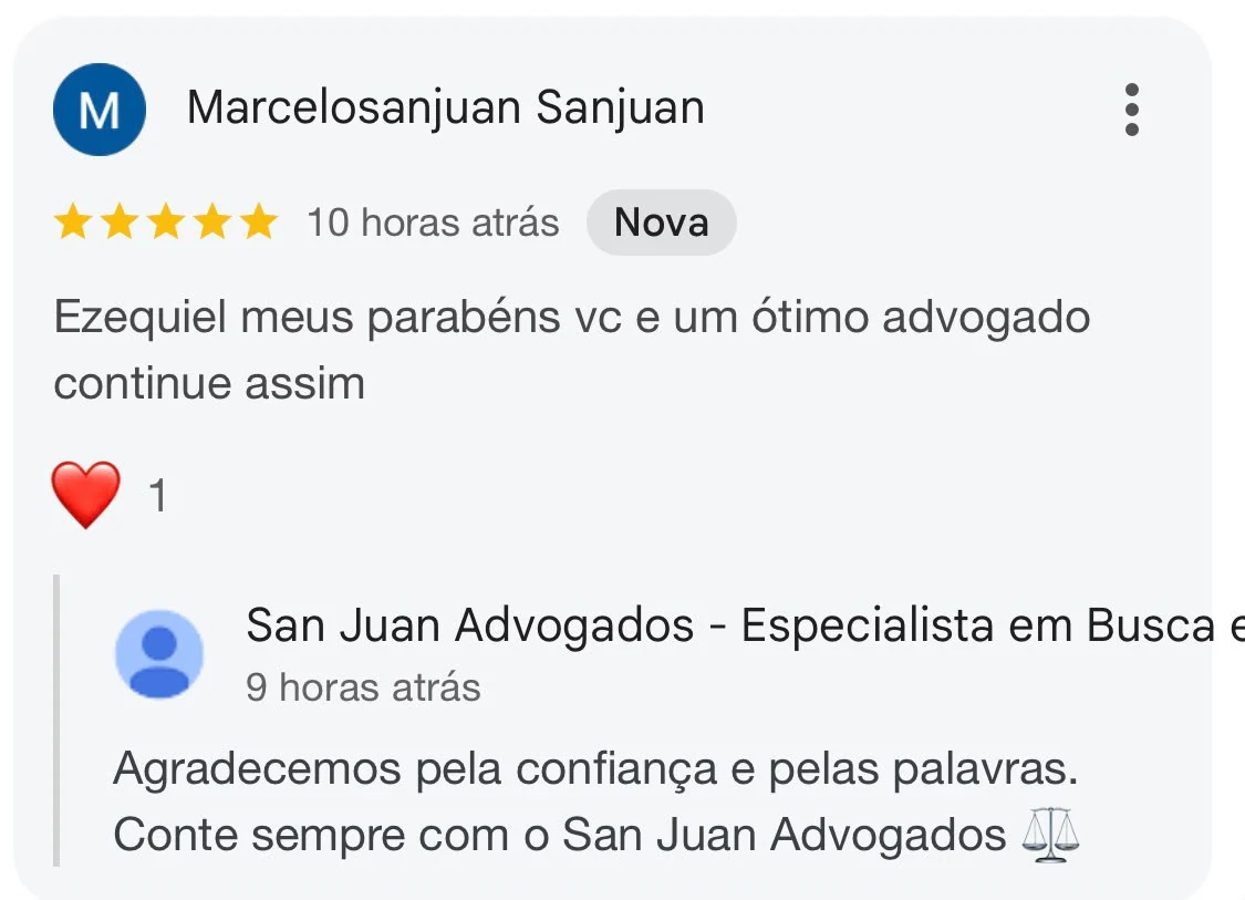 Avaliação pública de Marcelosanjuan Sanjuan no Google